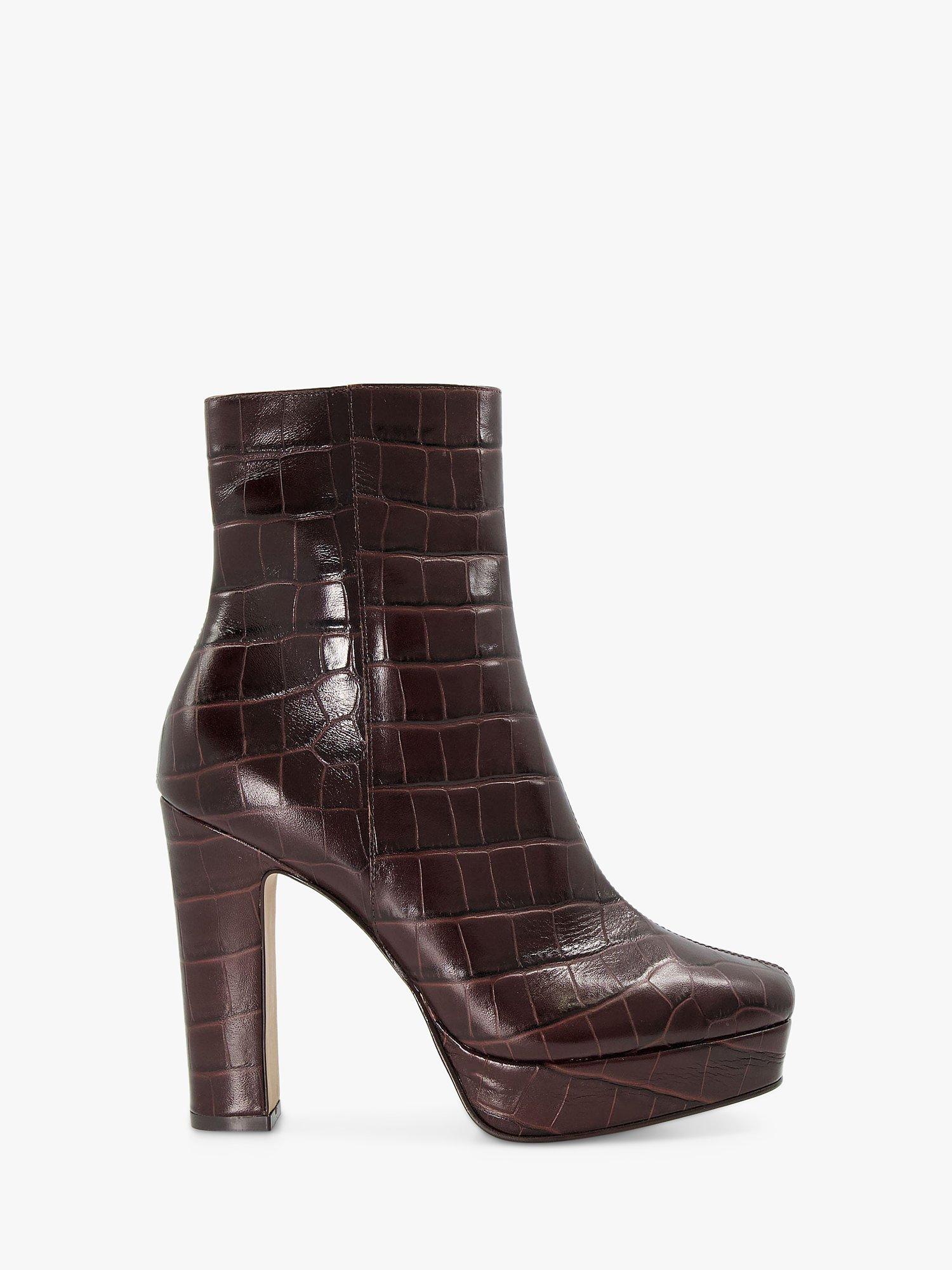 Dune Olympic Leather Croc Effect Ankle Boots