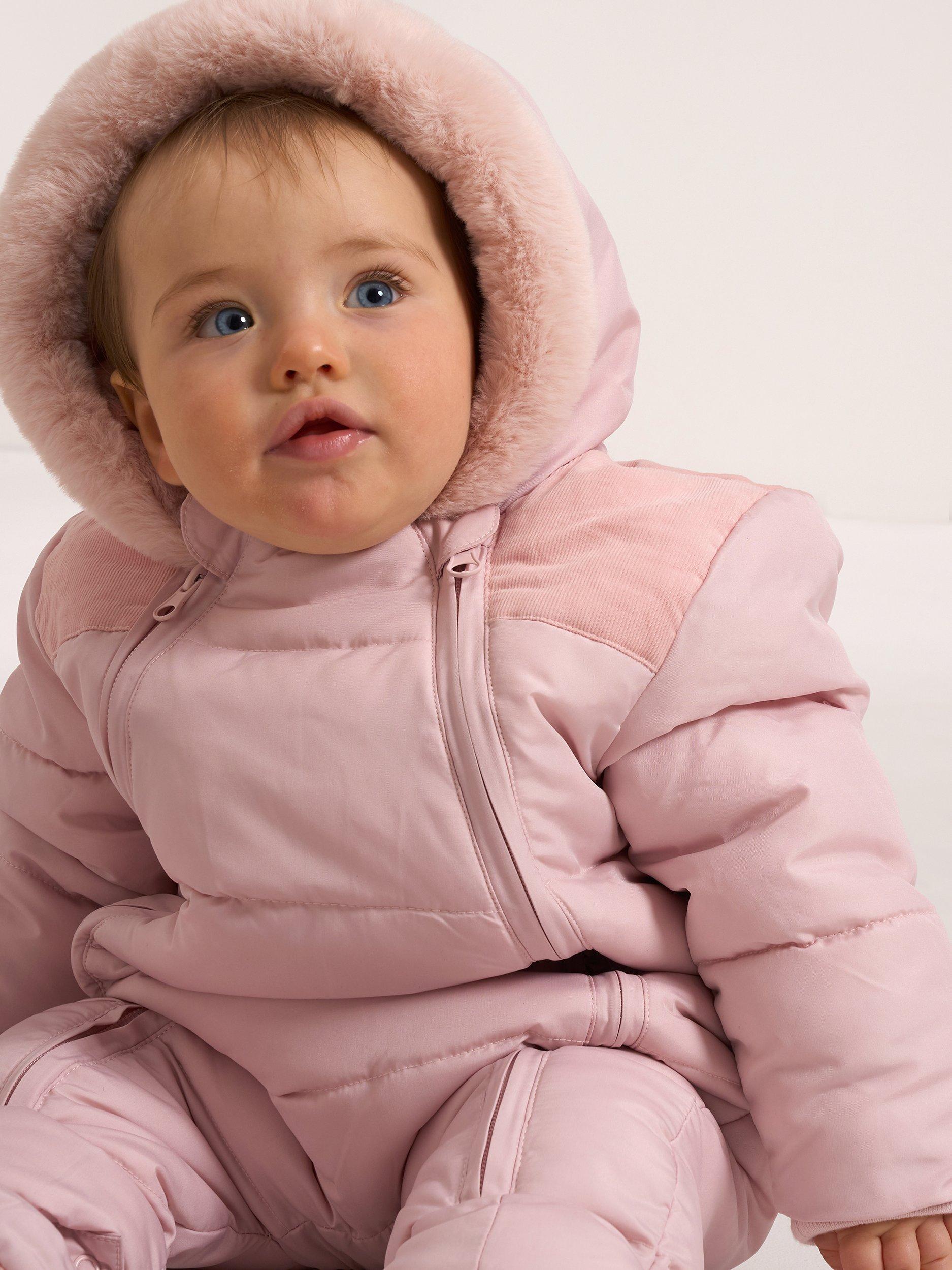 Truly Baby Faux Fur Lined Snowsuit, Blush, 0-3 months