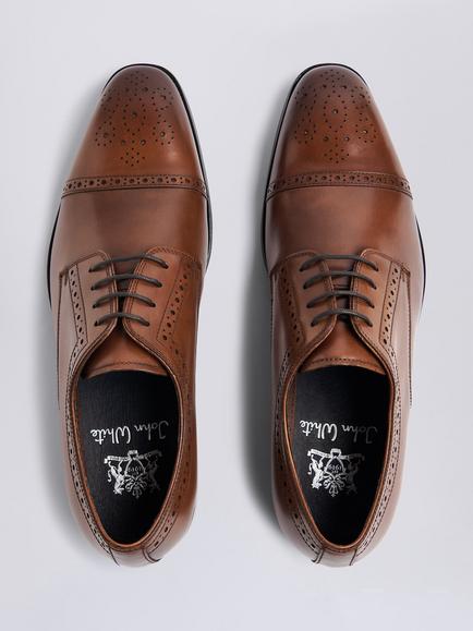 Moss John White Lucan Brogue Shoes, Tan - view 2, Tan