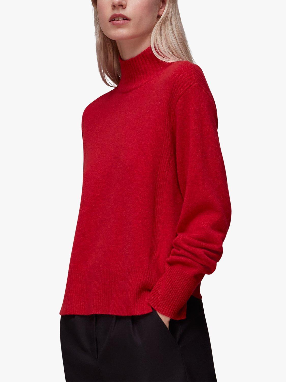Whistles Ferne Wool Funnel Neck Jumper, Red