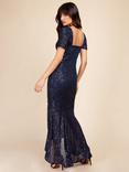 Little Mistress Sequin Fishtail Maxi Dress, Navy