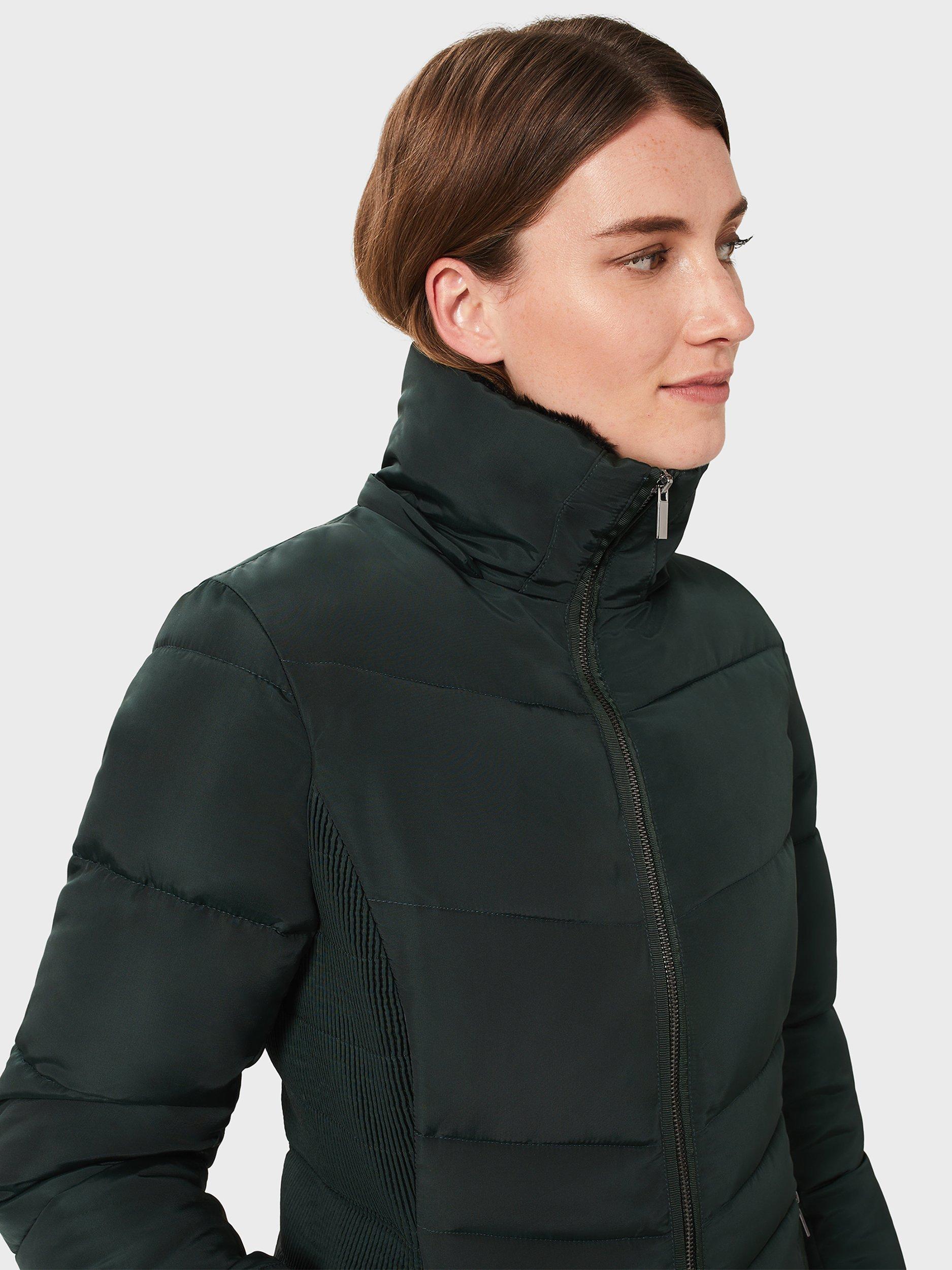 Product image 4 of 8, which shows Hobbs Petite Tali Puffer Coat, Dark Ivy Green, 18