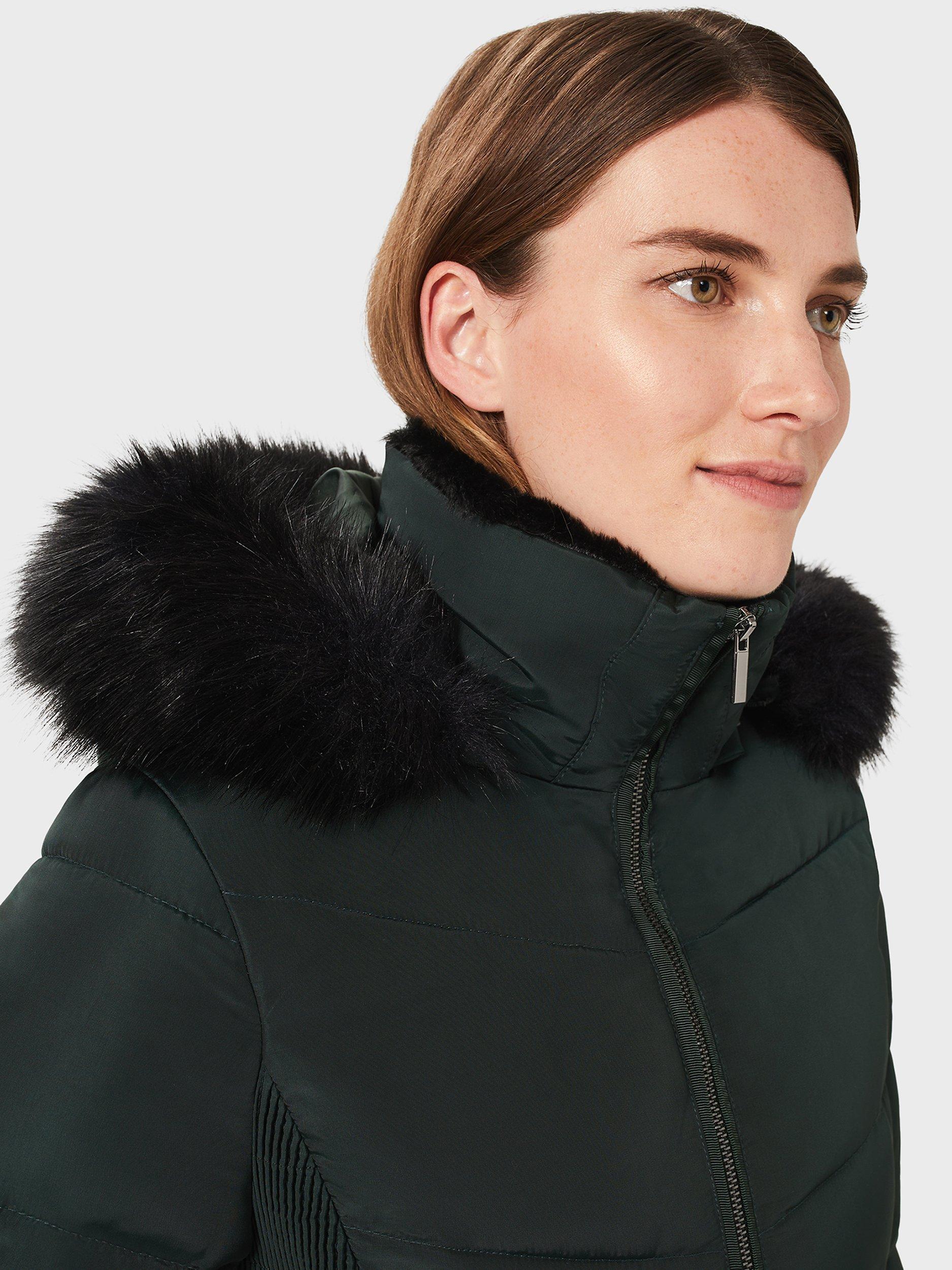 Product image 5 of 8, which shows Hobbs Petite Tali Puffer Coat, Dark Ivy Green, 18