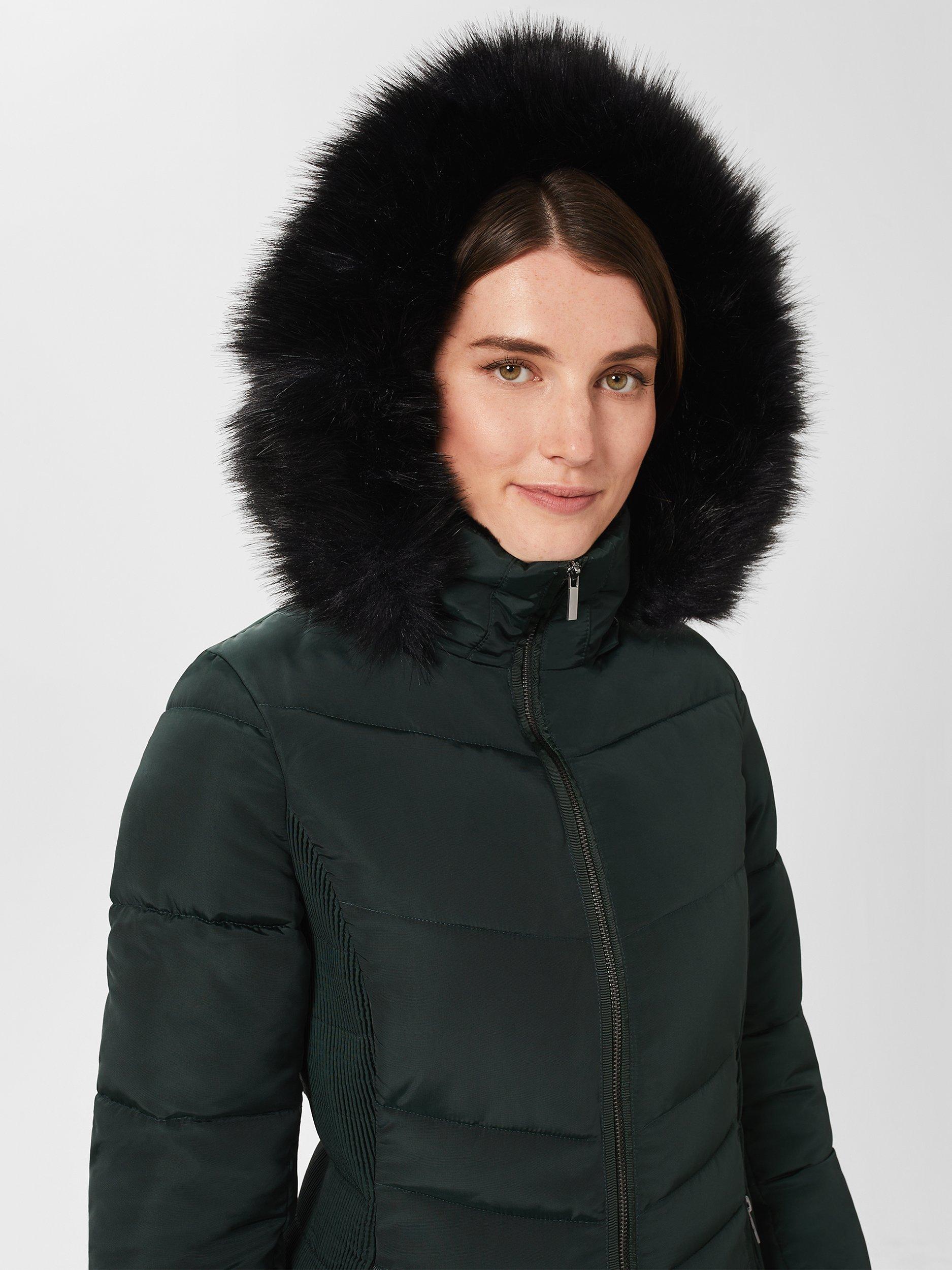 Product image 6 of 8, which shows Hobbs Petite Tali Puffer Coat, Dark Ivy Green, 18