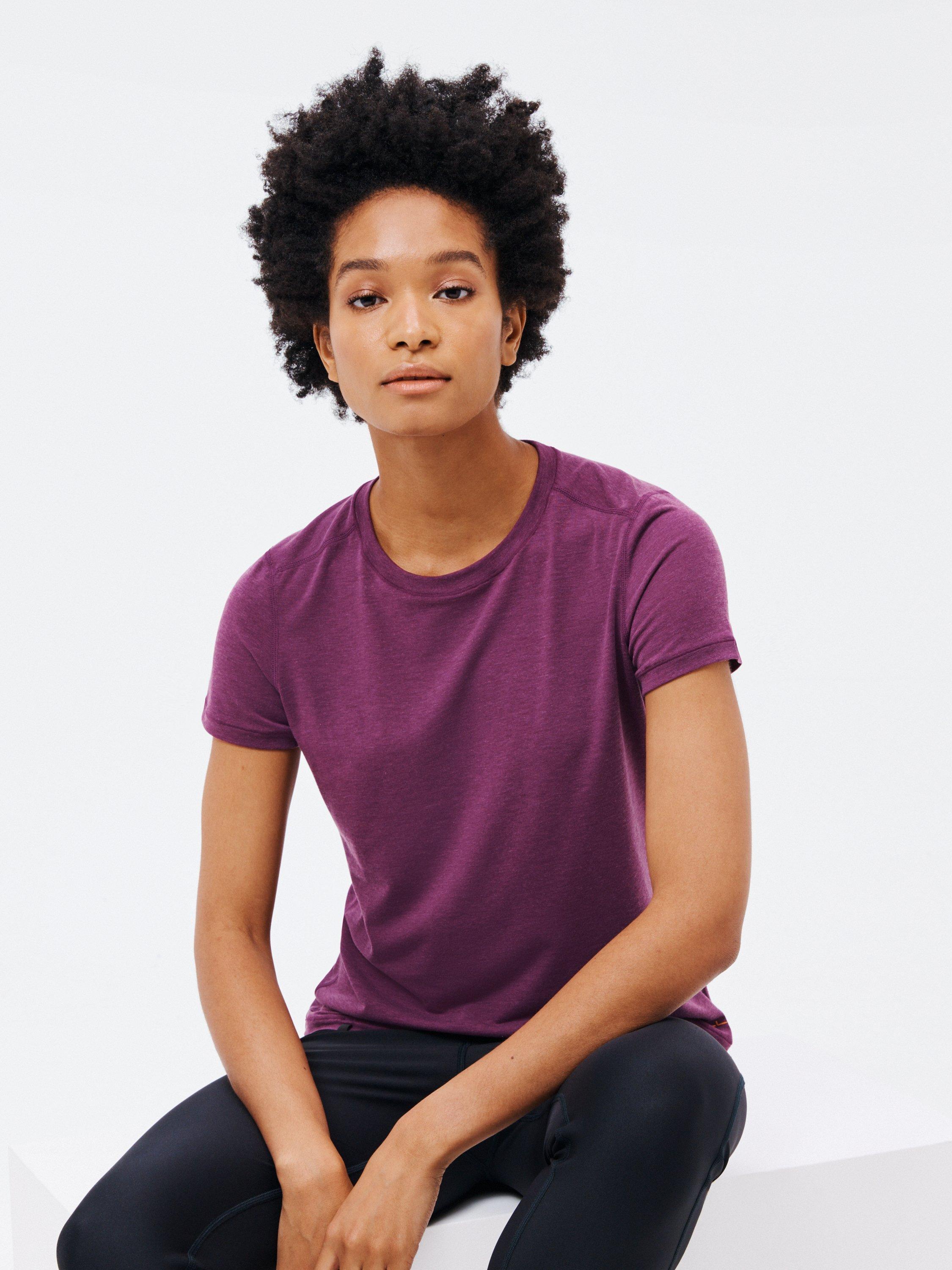 Ronhill Life Tencel Short Sleeve Running Top, Grape Marl/Mango