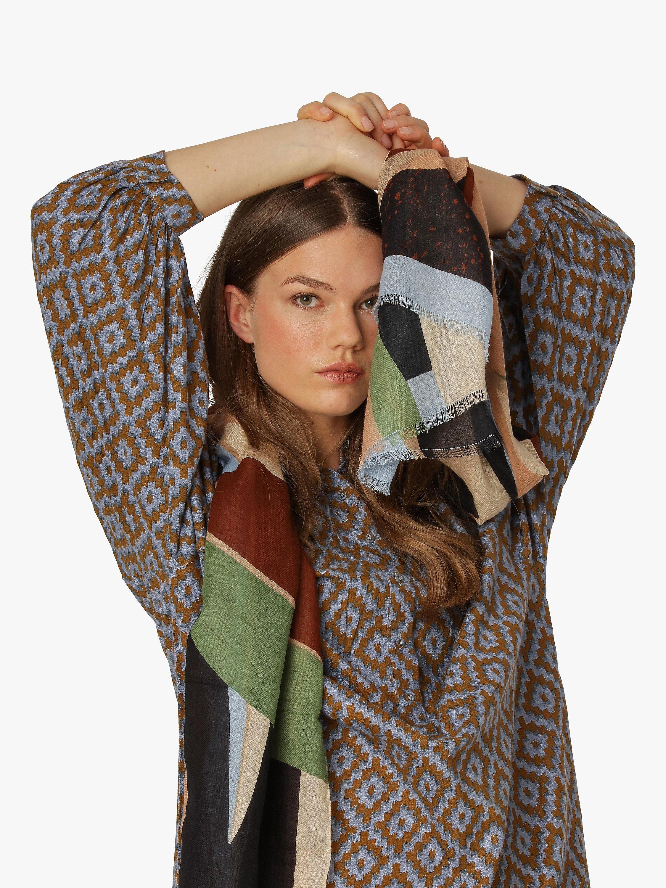 Unmade Copenhagen Limon Graphic Print Scarf , Brown/Green, One Size