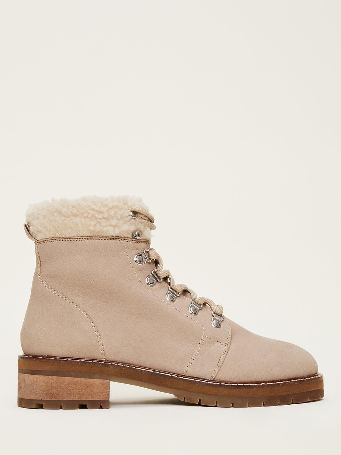 Phase Eight Borg Trim Hiker Boots, Stone