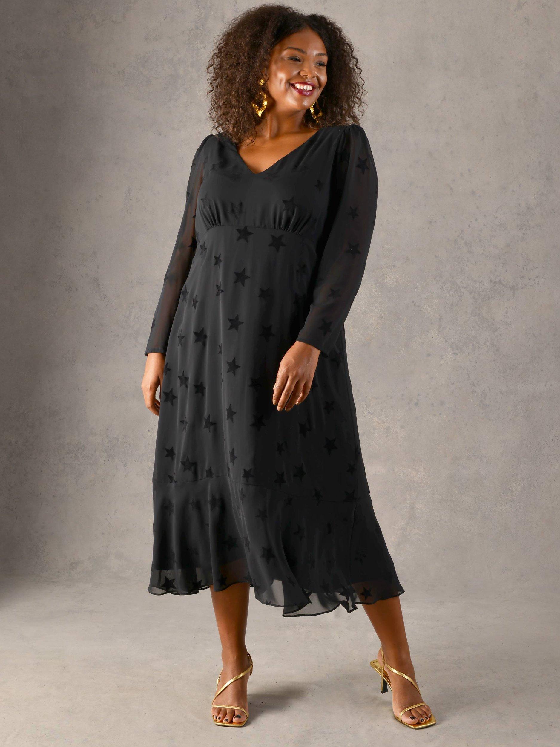 Live Unlimited Flock Star Midi Dress, Black