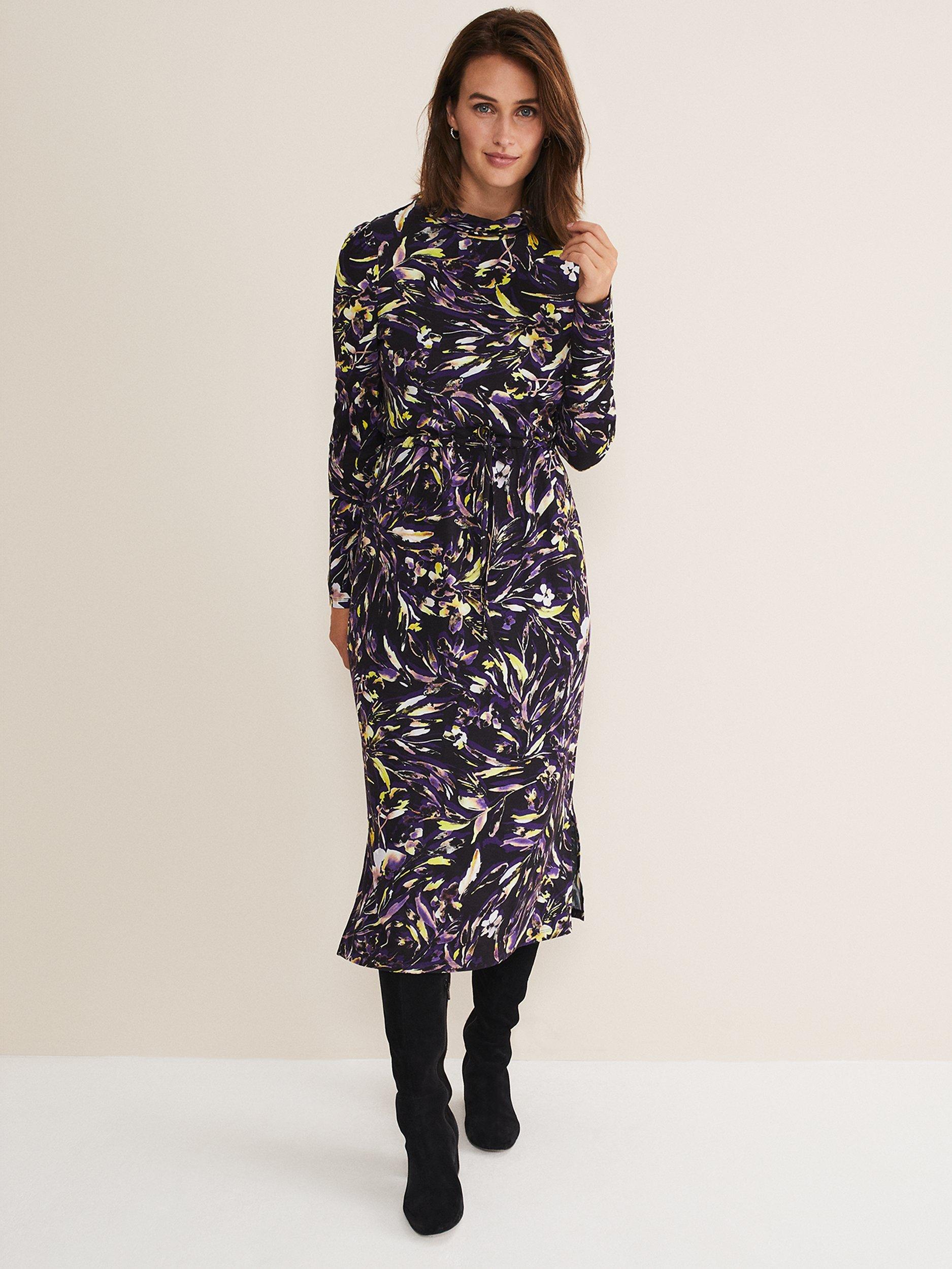 Phase Eight Zenobia Printed Jersey Dress, Black/Multi