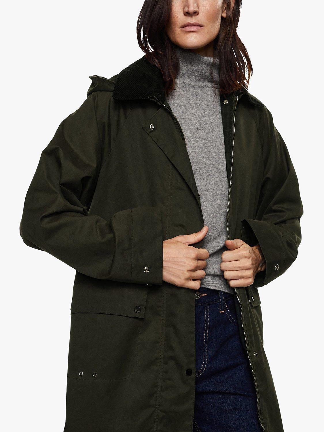Mango Cotton Longline Parka Jacket, Khaki