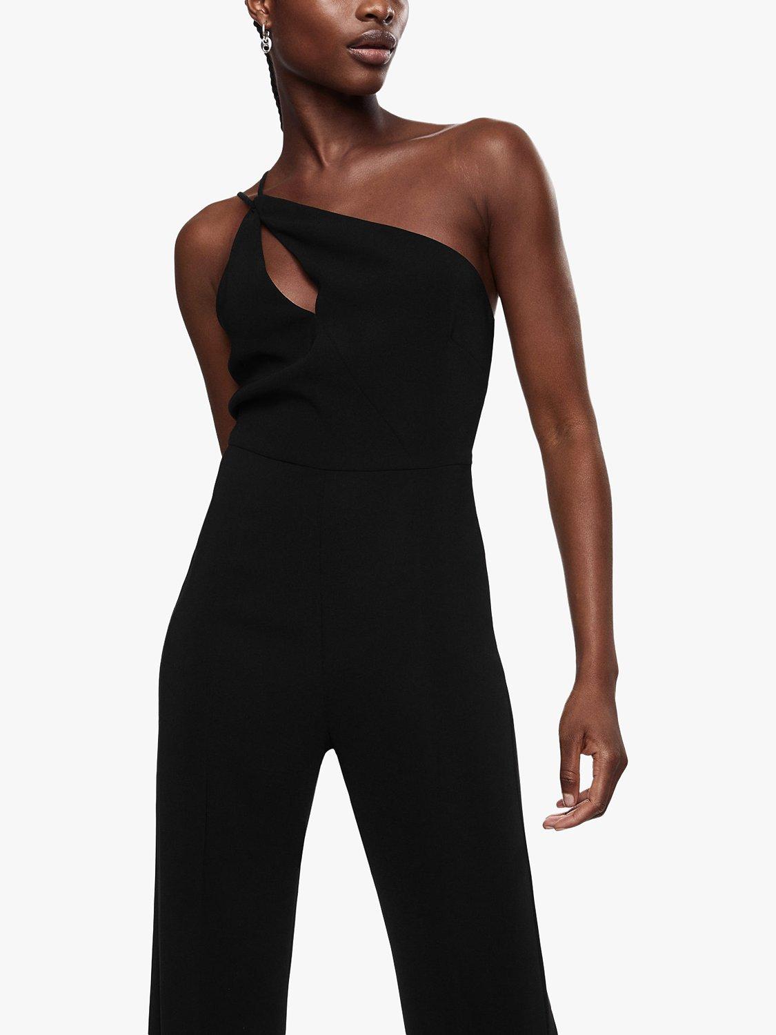 Mango One Shoulder Jumpsuit, Black