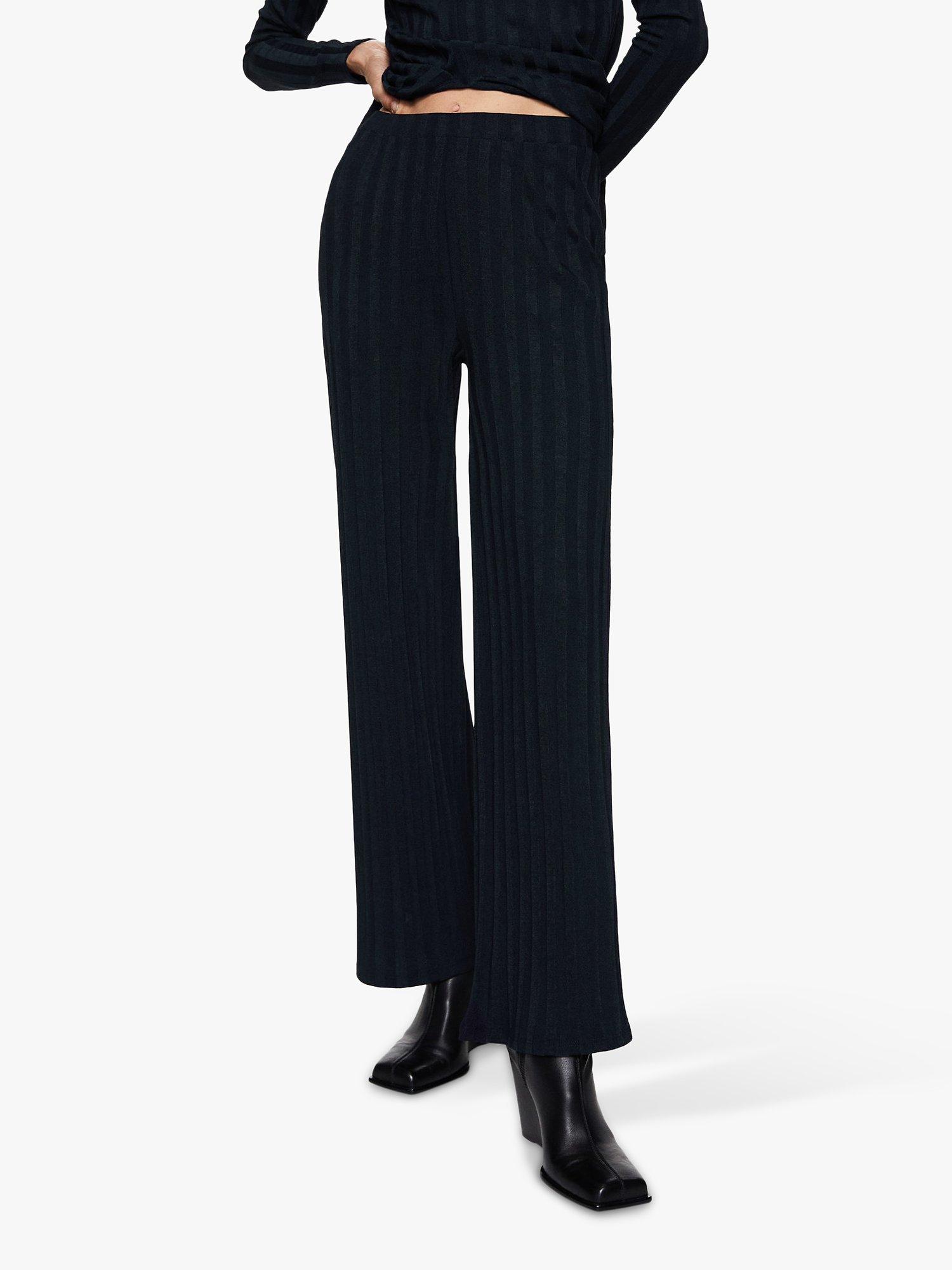 Mango Otile Ribbed Trousers, Navy
