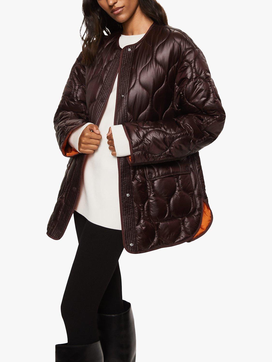 Mango Melon Quilted Jacket, Dark Red