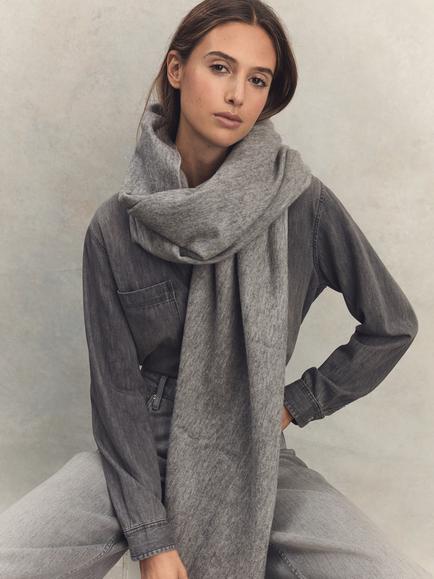 Reiss Picton Wool Rich Scarf - view 2, Soft Grey