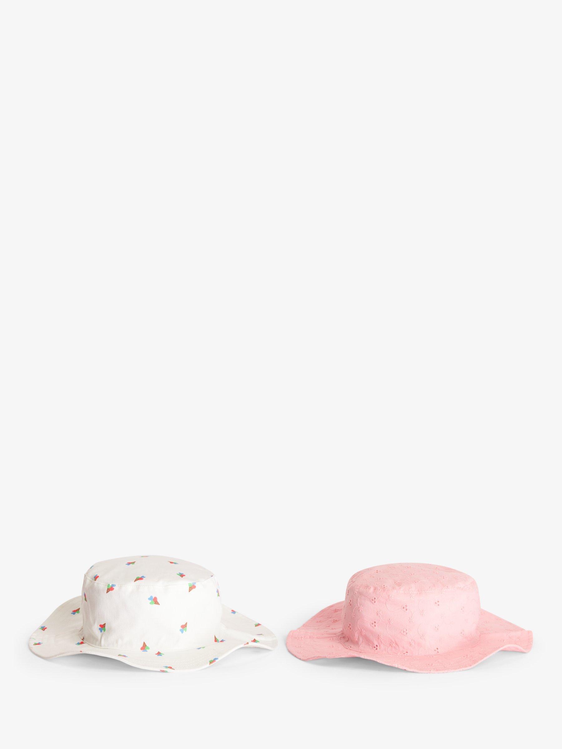 John Lewis Kids Ice Cream Broderie Anglais Sun Hat, Pack of 2, Multi