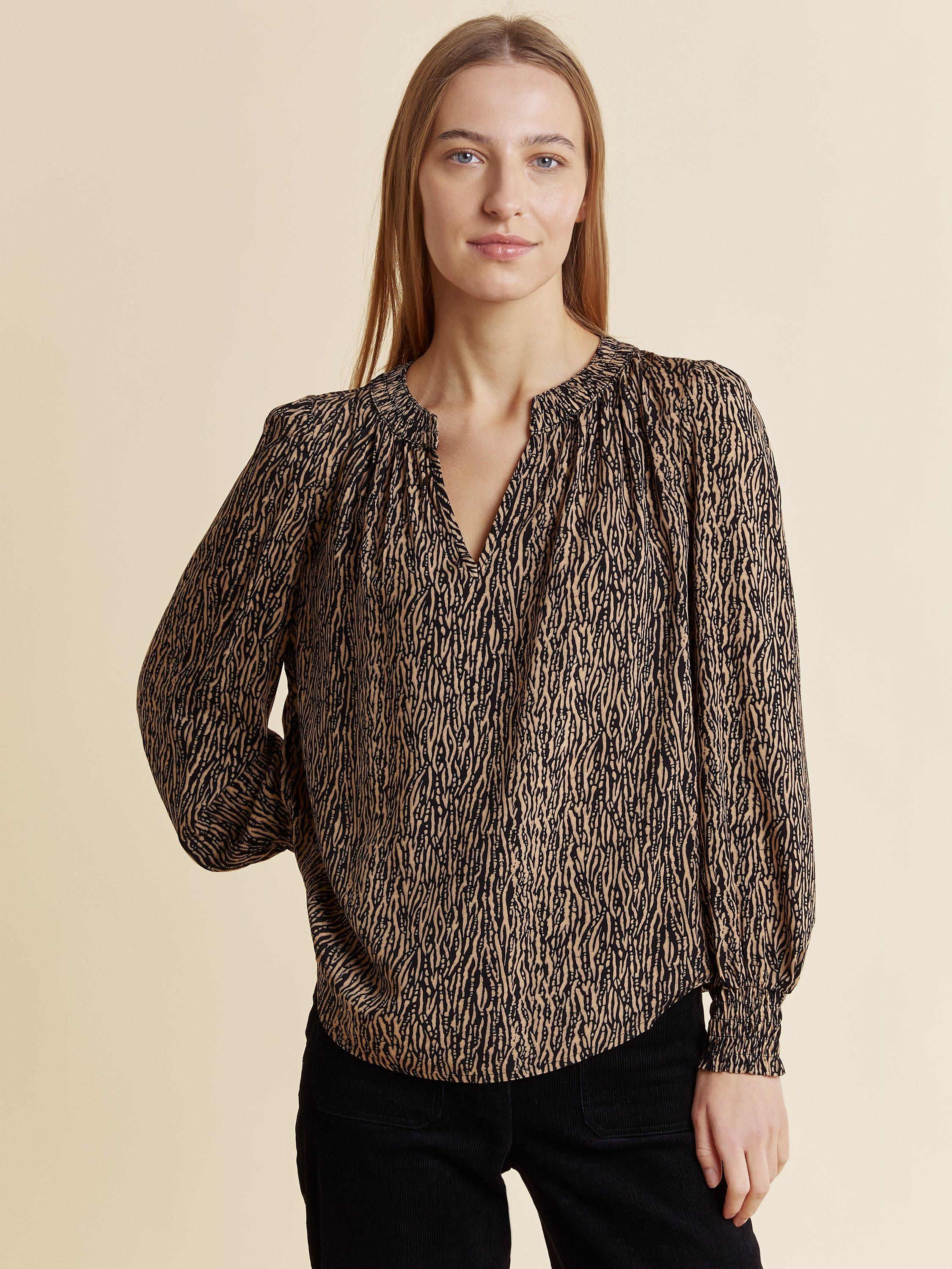 Product image 1 of 4, which shows Albaray Textured Animal Shirred Blouse, Multi, 8