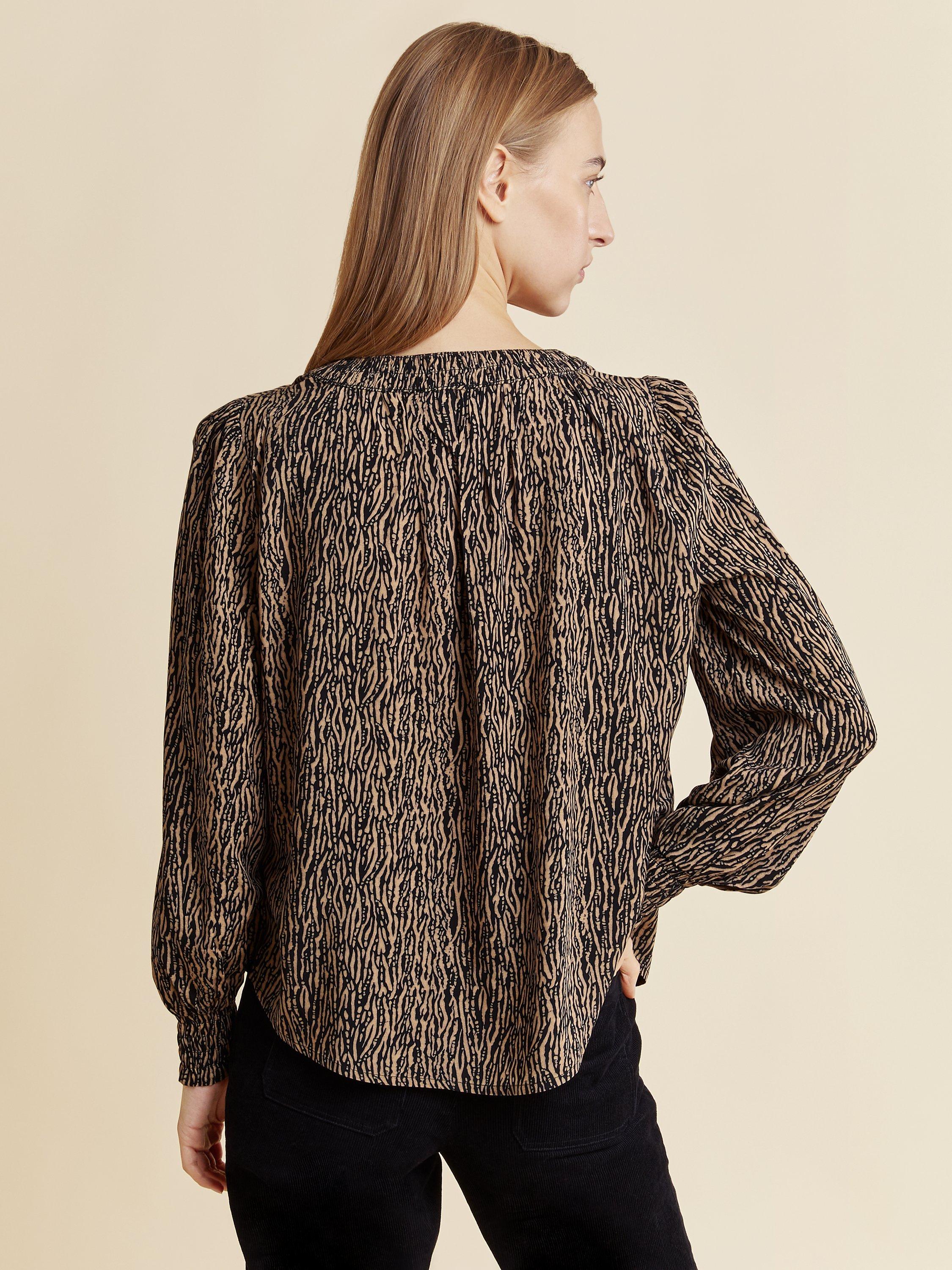 Product image 2 of 4, which shows Albaray Textured Animal Shirred Blouse, Multi, 8