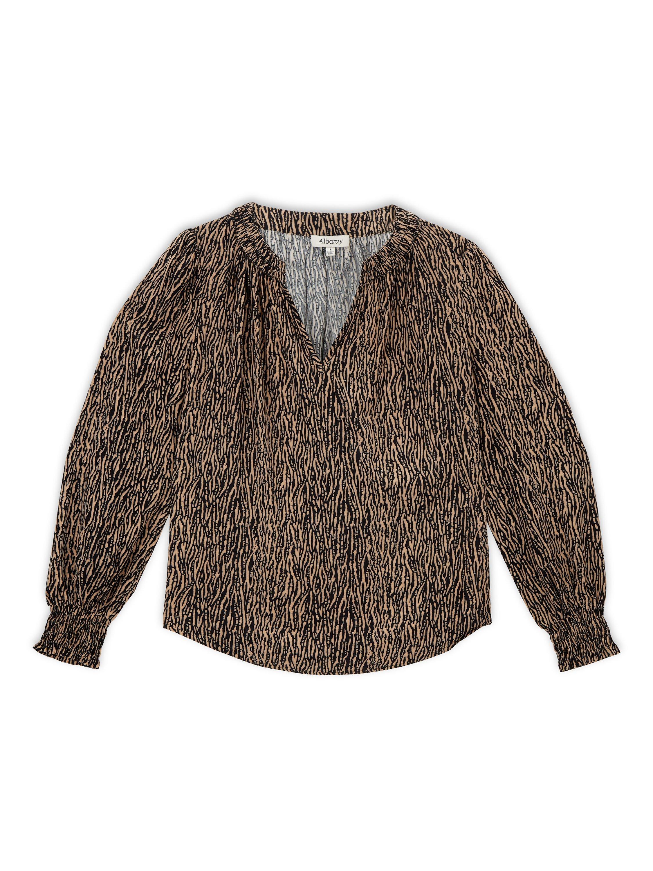 Product image 4 of 4, which shows Albaray Textured Animal Shirred Blouse, Multi, 8