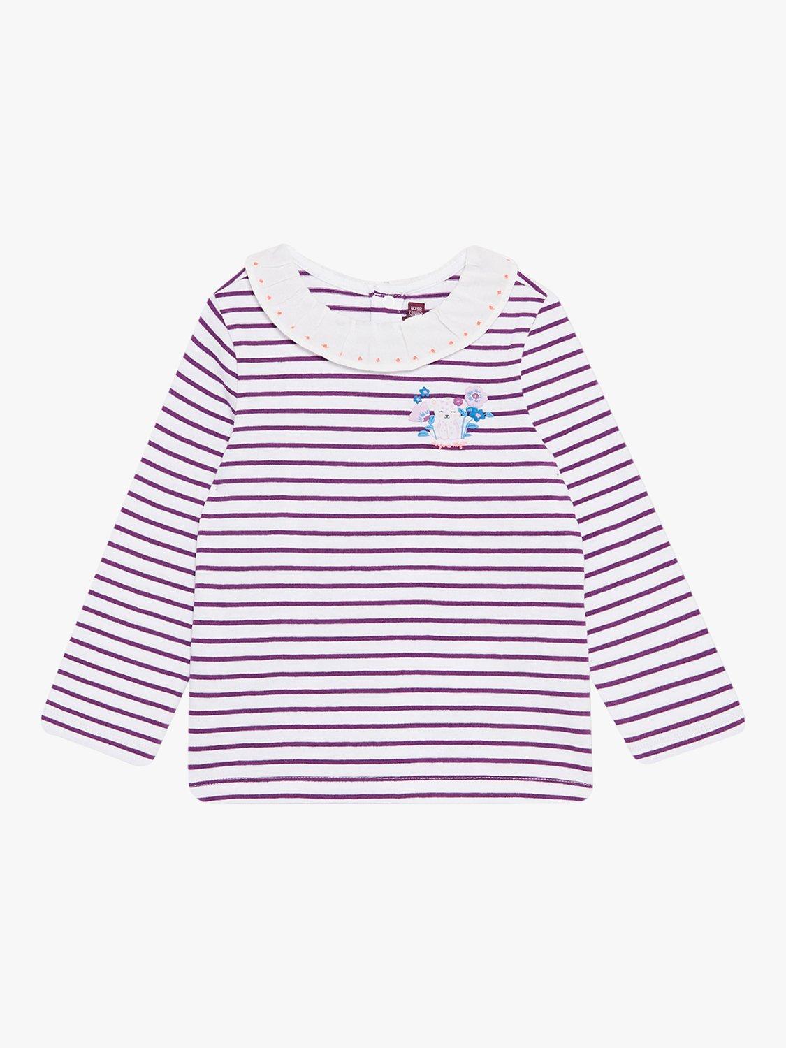 Sergent Major Baby Striped Long Sleeve T-Shirt, Off White/Purple