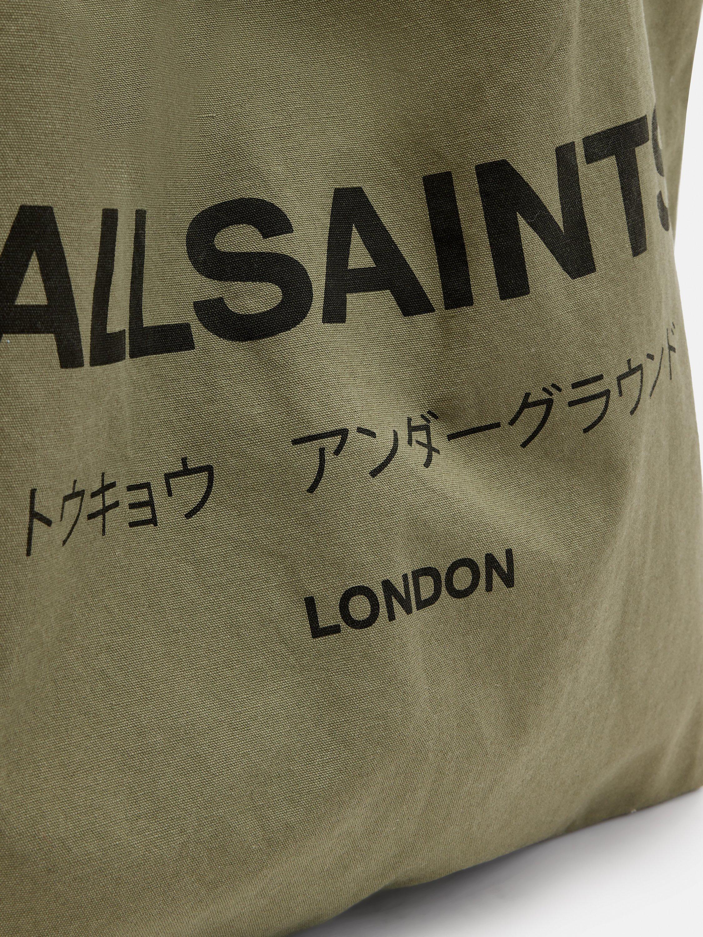Product image 4 of 6, which shows AllSaints Underground Tote Bag, Nori Green/Black, One Size
