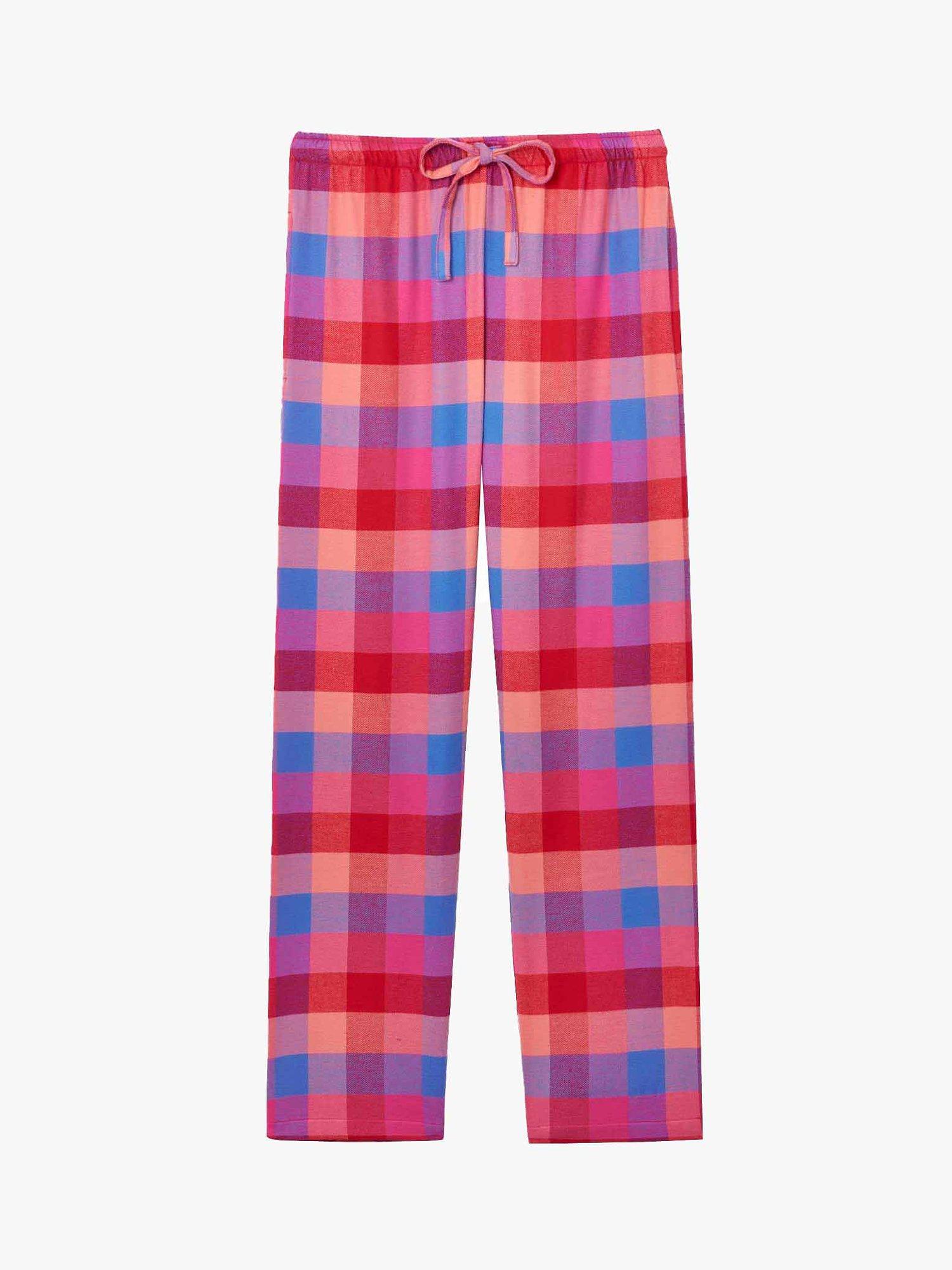 Product image 4 of 4, which shows British Boxers Check Brushed Cotton Pyjama Set, Coral/Multi, XS