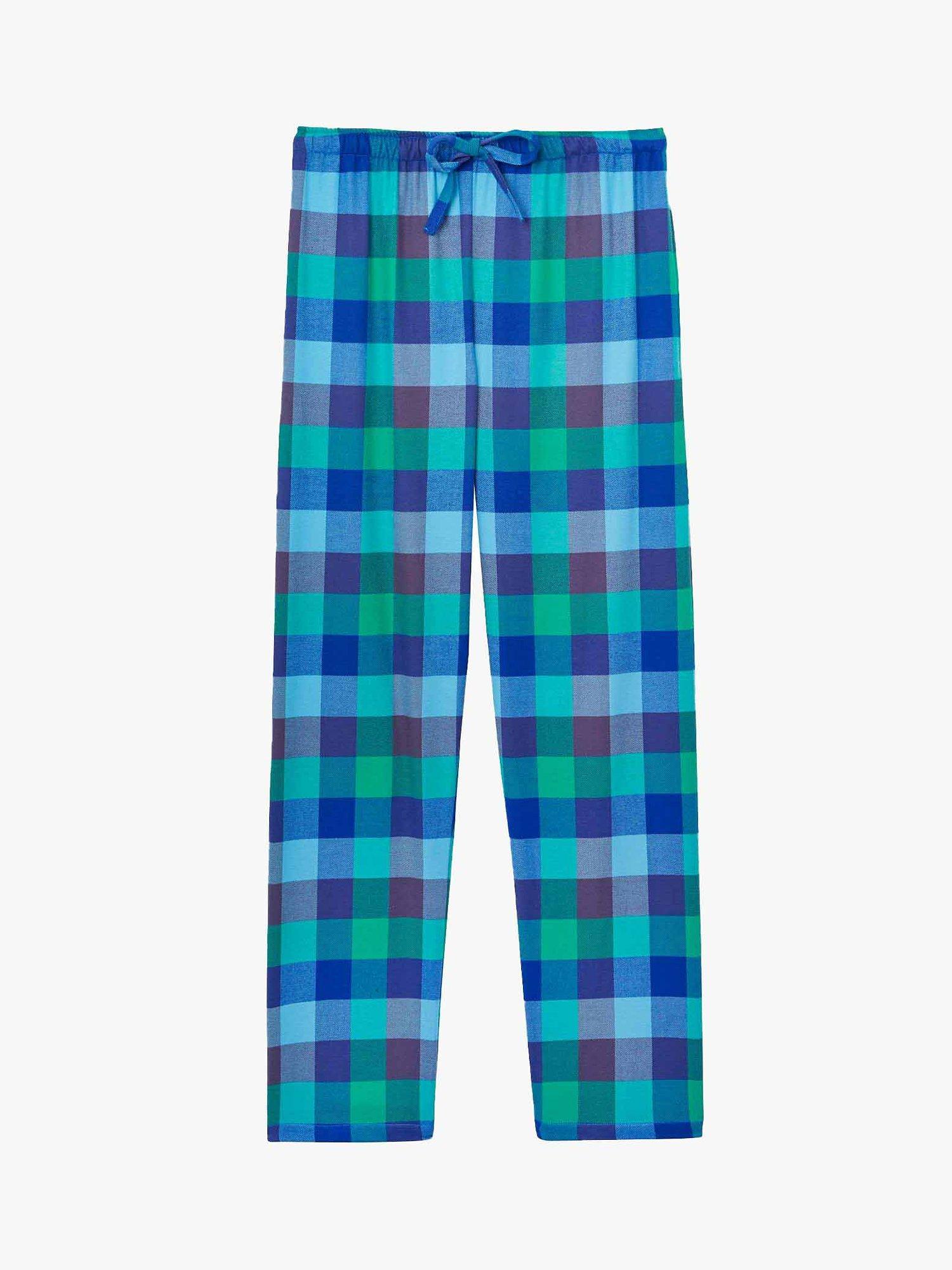 British Boxers Shire Square Brushed Cotton Pyjama Set, Blue/Multi, XS