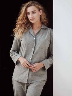 Herringbone Brushed Cotton Pyjama Set, Whitby Jet