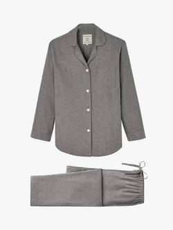 Herringbone Brushed Cotton Pyjama Set - view 2, Whitby Jet
