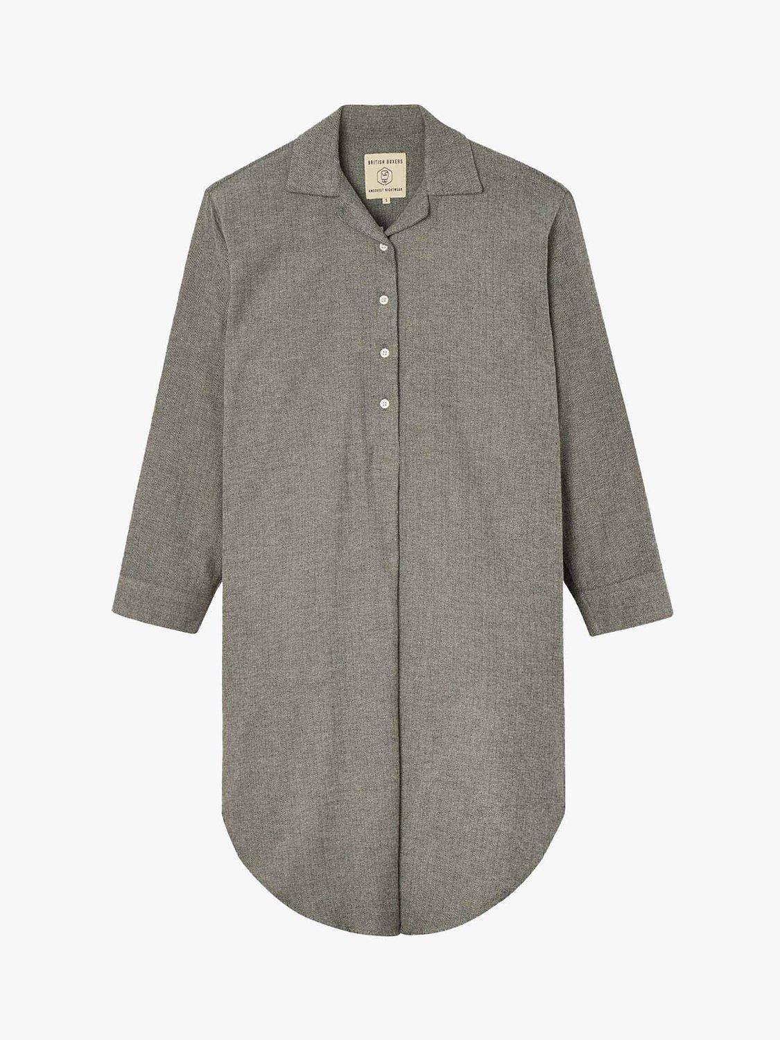Product image 2 of 3, which shows British Boxers Herringbone Brushed Cotton Nightshirt, Whitby Jet, M