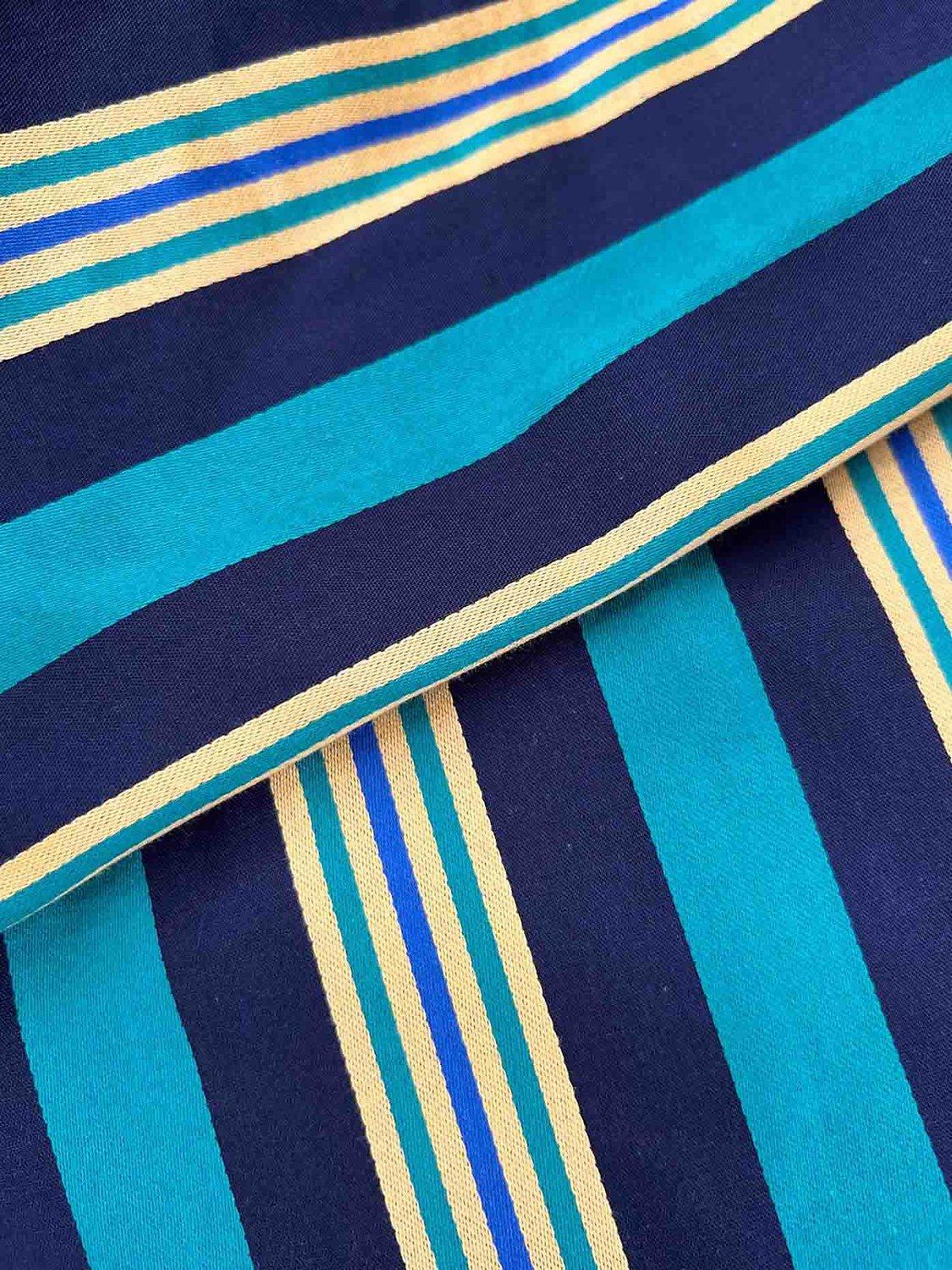 Product image 3 of 3, which shows British Boxers Regimental Satin Stripe Dressing Gown, Navy/Jade, L