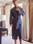 British Boxers Regimental Satin Stripe Dressing Gown, Navy/Malachite