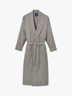 British Boxers Herringbone Brushed Cotton Dressing Gown - view 2, Whitby Jet
