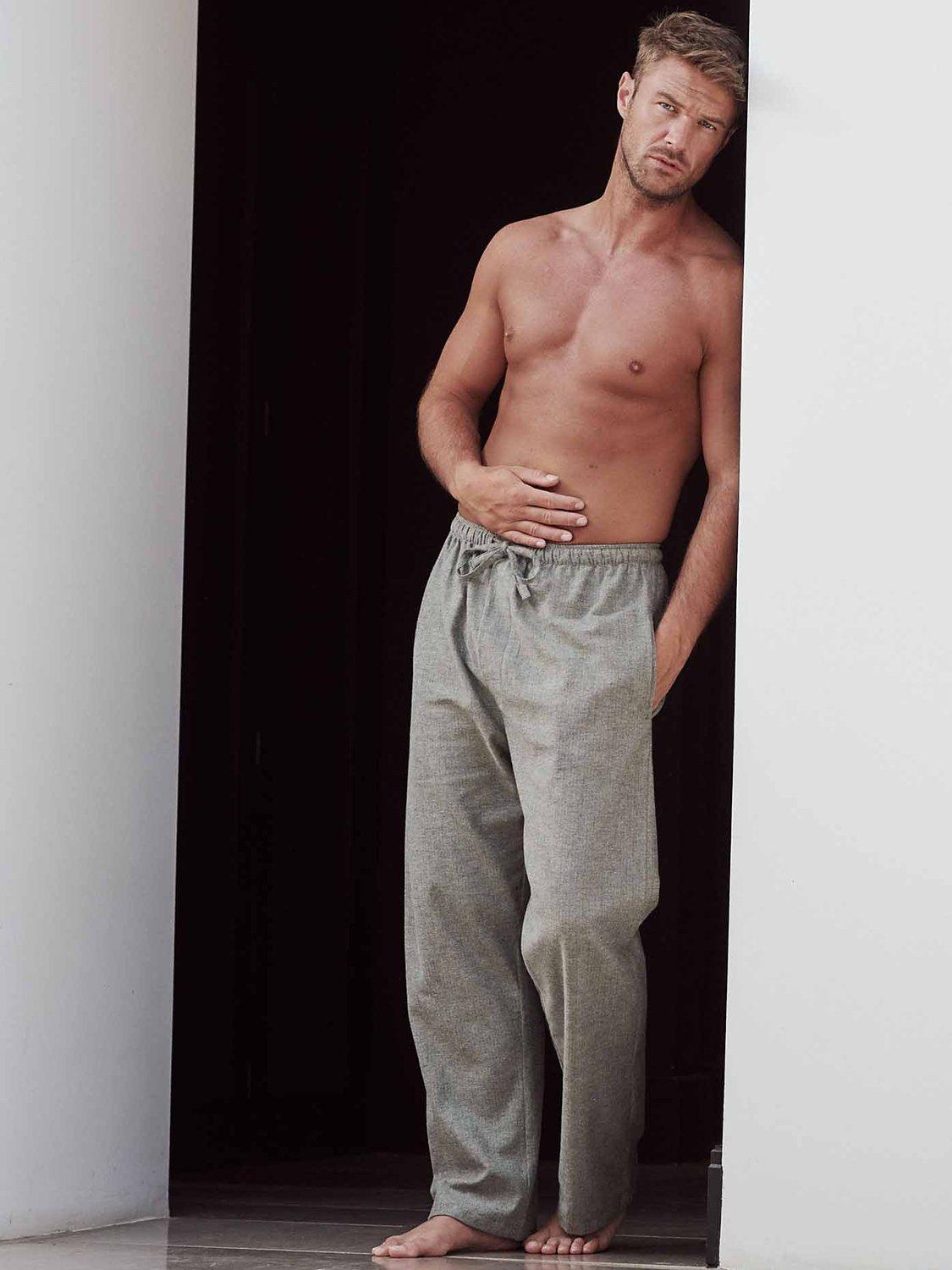 Product image 1 of 4, which shows British Boxers Tartan Brushed Cotton Pyjama Trousers, Whitby Jet, S