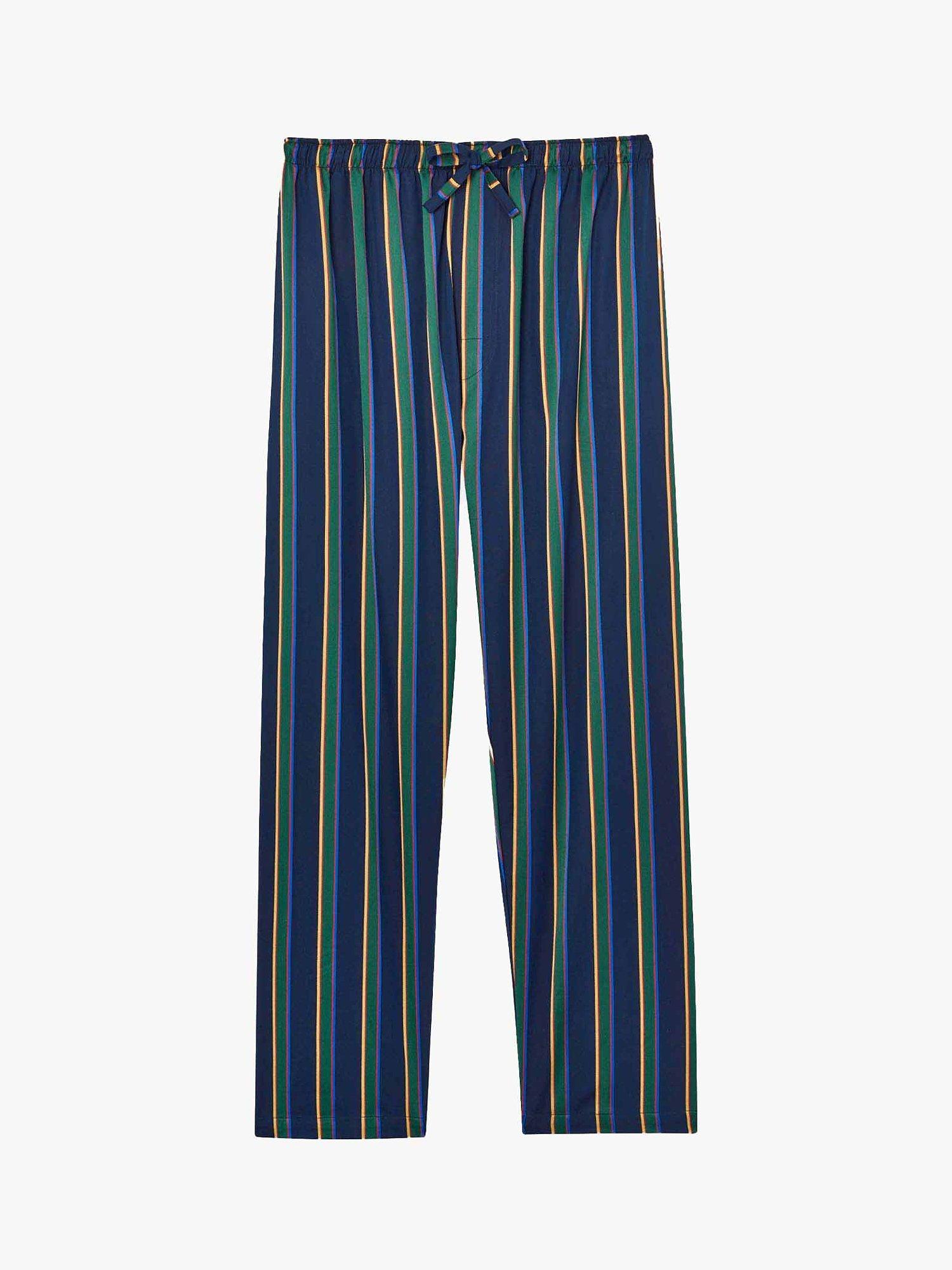 Product image 2 of 3, which shows British Boxers Regimental Satin Stripe Pyjama Trousers, Navy/Malachite, S