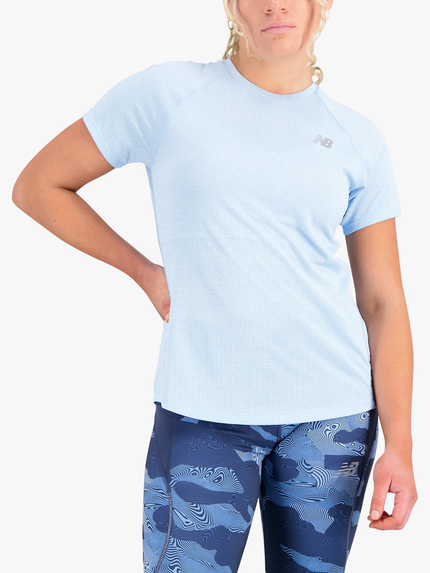 New Balance Impact Short Sleeve Running Top, Blue Haze Heather