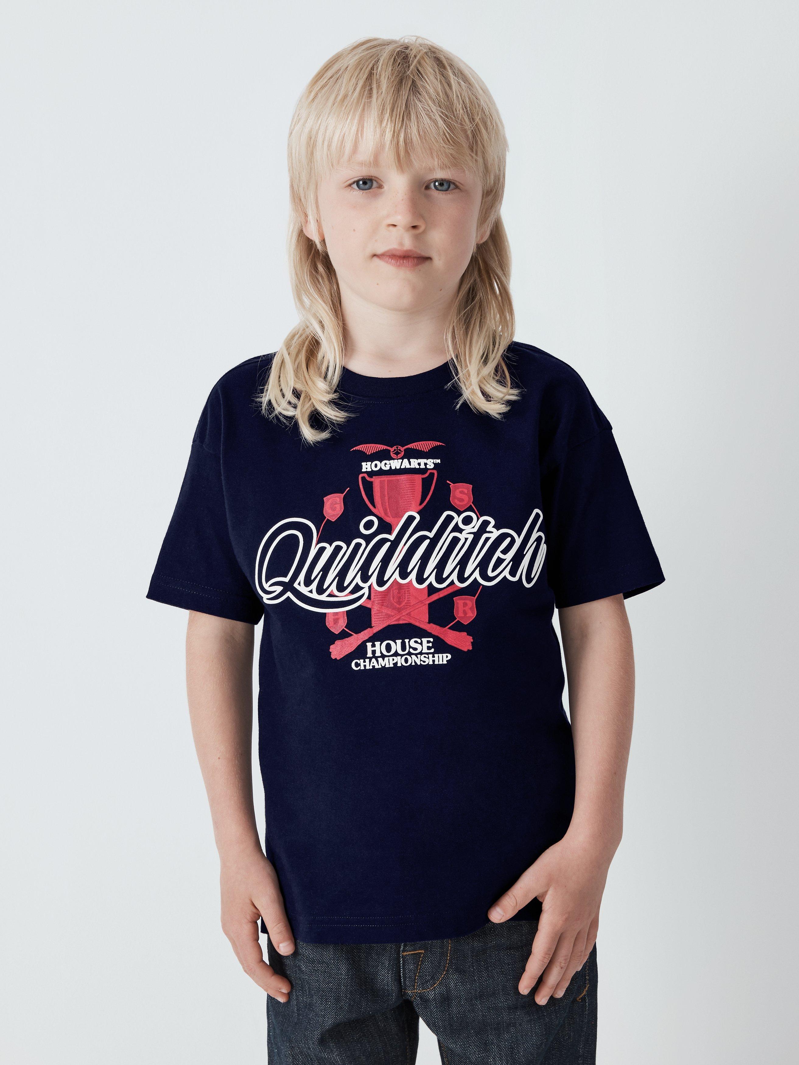 Fabric Flavours Kids' Harry Potter Qudditch Short Sleeve T-Shirt, Blue Navy