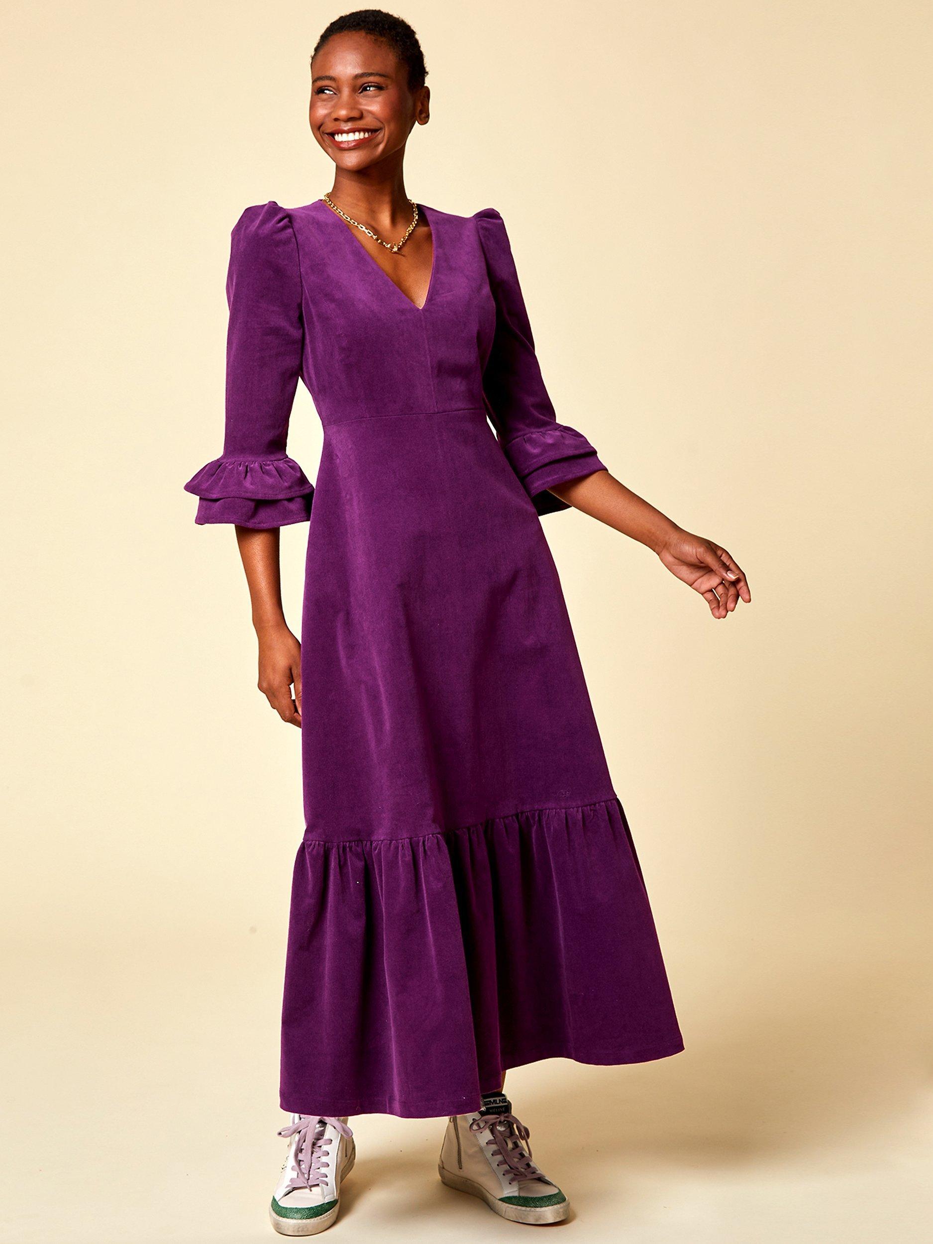 Purple corduroy dress sale