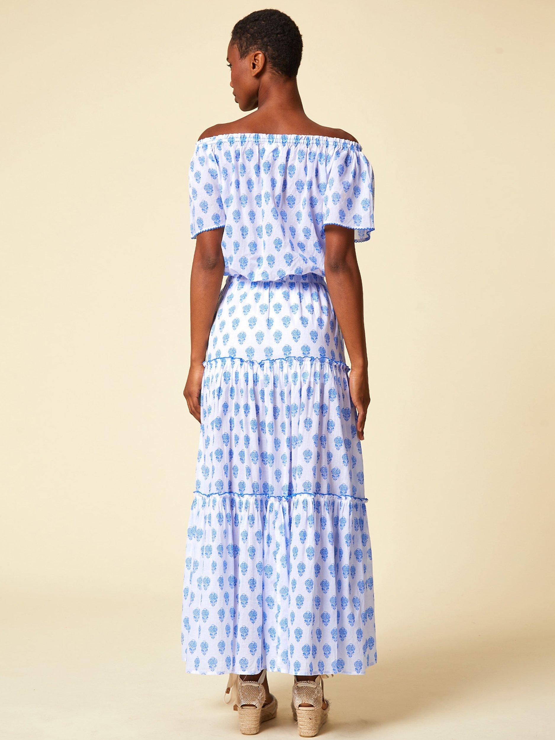 Product image 2 of 6, which shows Aspiga Ilana Organic Cotton Top, White/Blue, S