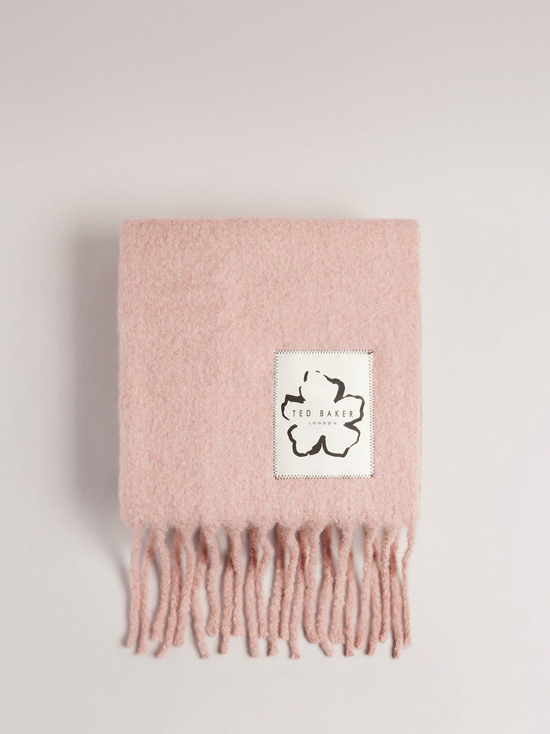 Ted Baker Tiba Oversized Wool Blend Tassel Scarf, Dusky Pink, One Size