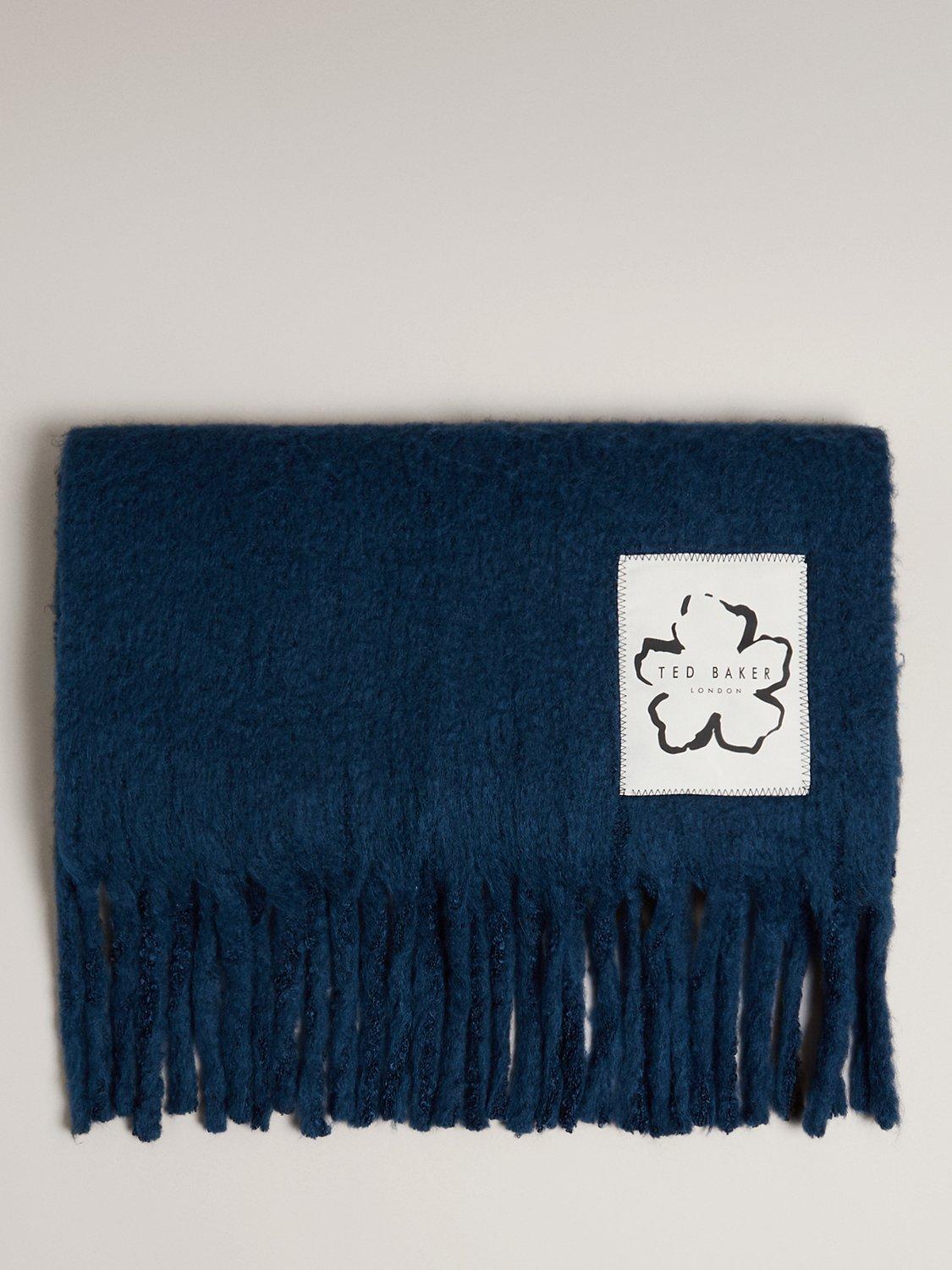 Ted Baker Tiba Oversized Wool Blend Tassel Scarf, Dark Blue, One Size