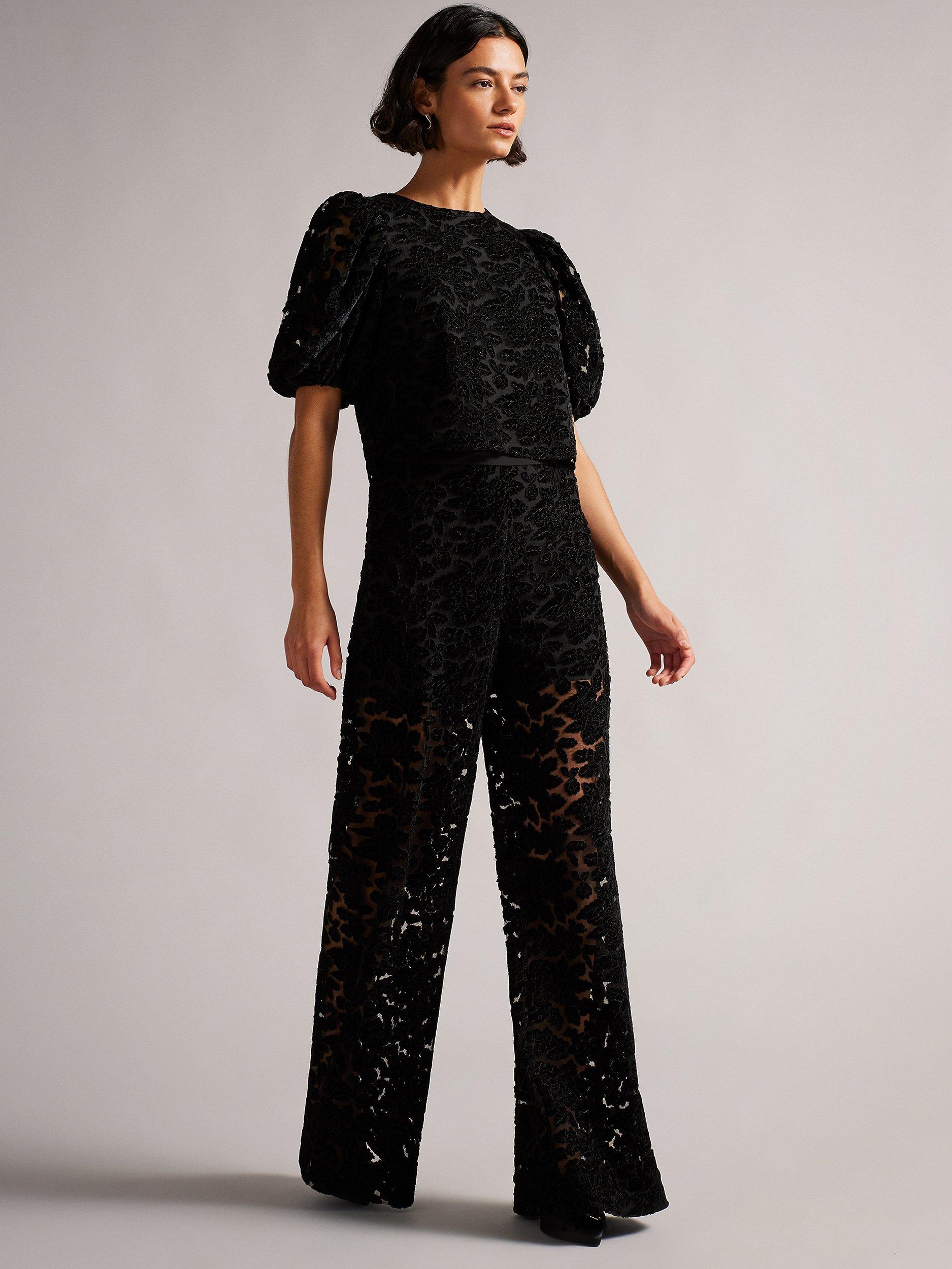 Ted Baker Indyia Puff Sleeve Boxy Top, Black
