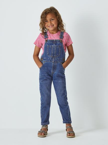 John Lewis Kids' Denim Dungarees, Mid Wash Blue, Mid Denim