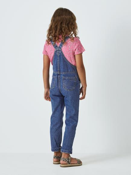 John Lewis Kids' Denim Dungarees, Mid Wash Blue - view 2, Mid Denim