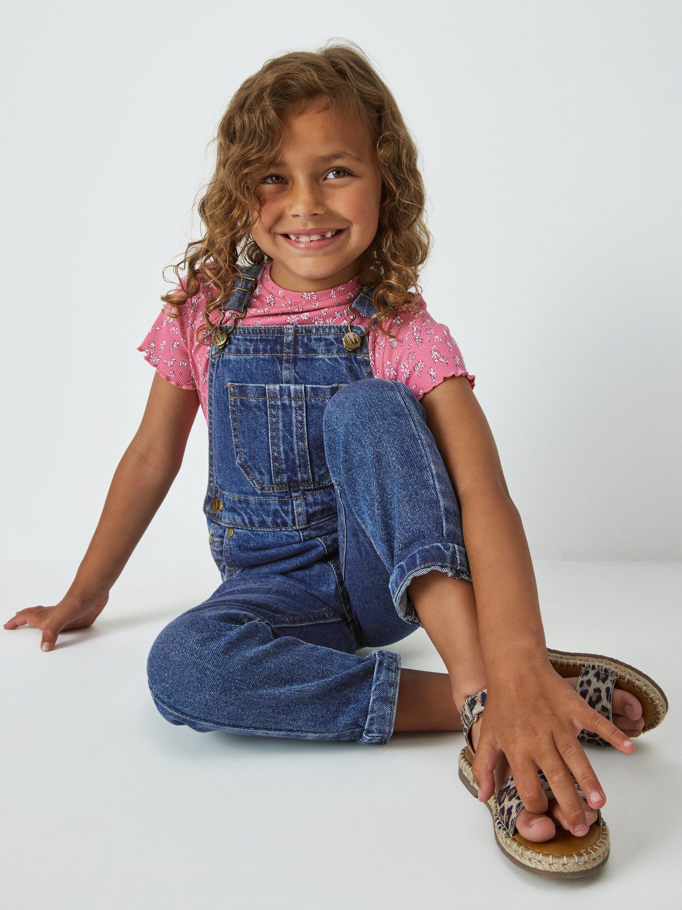 Product image 3 of 7, which shows John Lewis Kids' Denim Dungarees, Mid Denim, 11 years