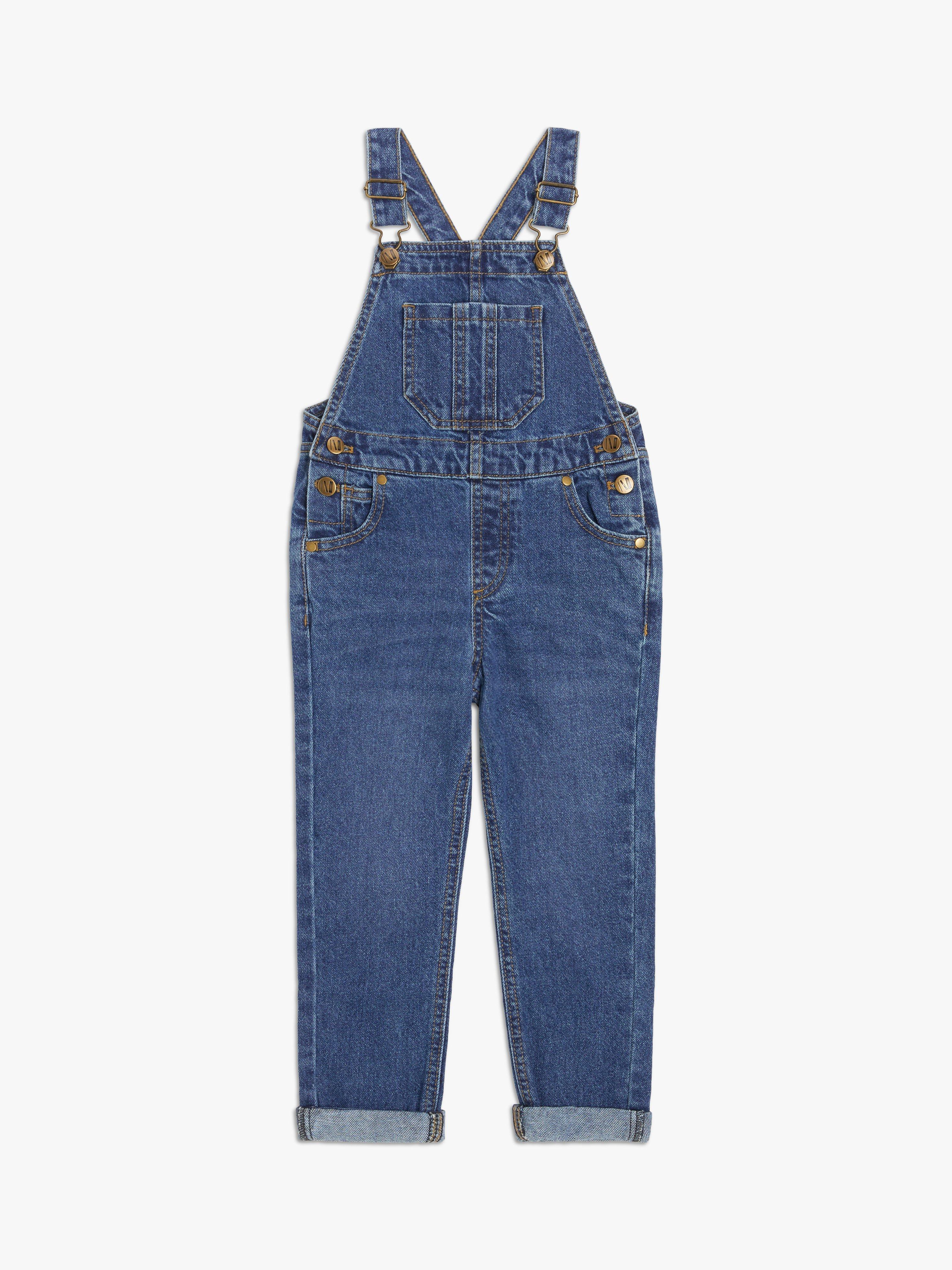 Product image 4 of 7, which shows John Lewis Kids' Denim Dungarees, Mid Denim, 11 years
