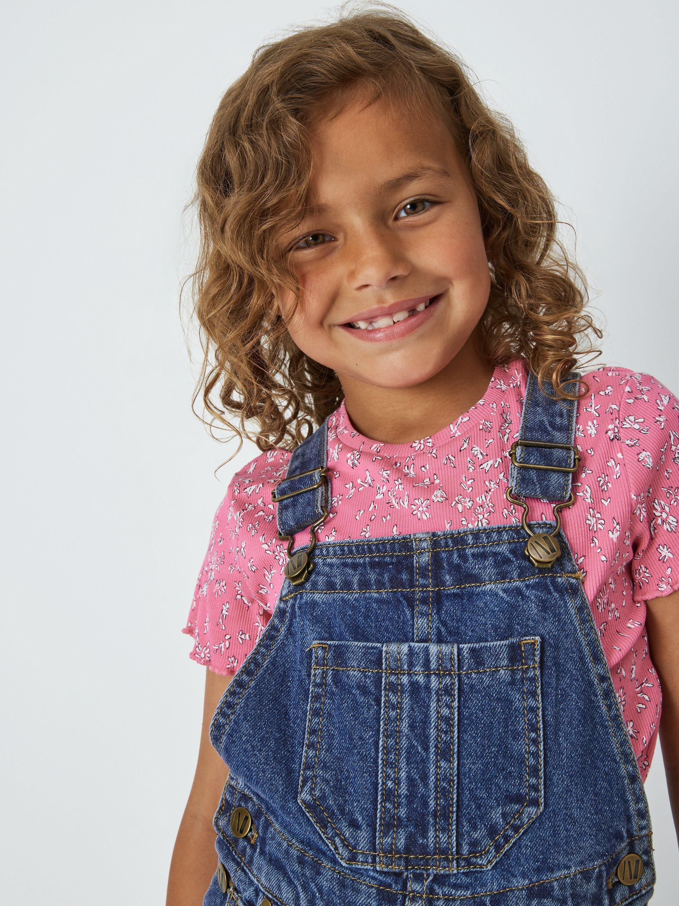 Product image 5 of 7, which shows John Lewis Kids' Denim Dungarees, Mid Denim, 11 years