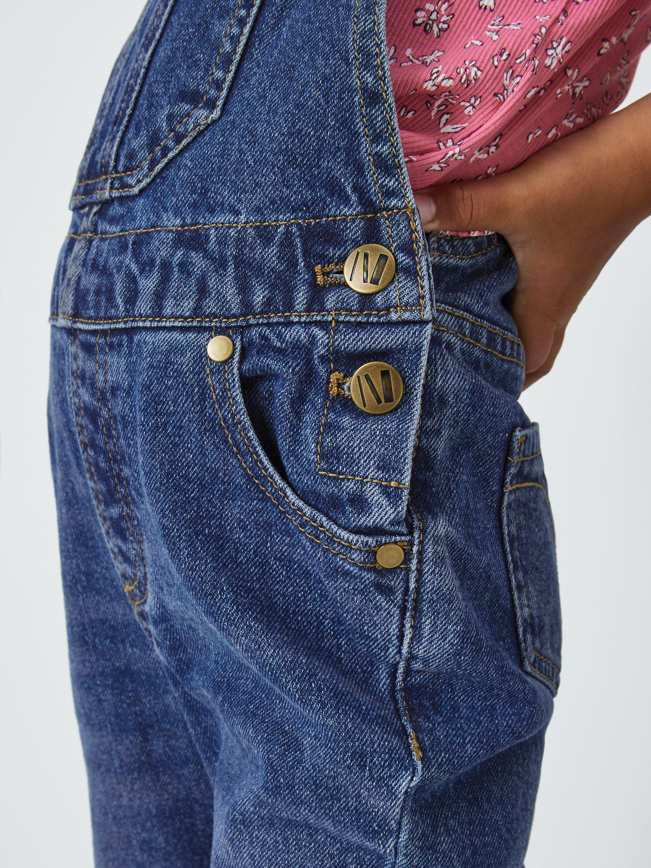 Product image 6 of 7, which shows John Lewis Kids' Denim Dungarees, Mid Denim, 11 years