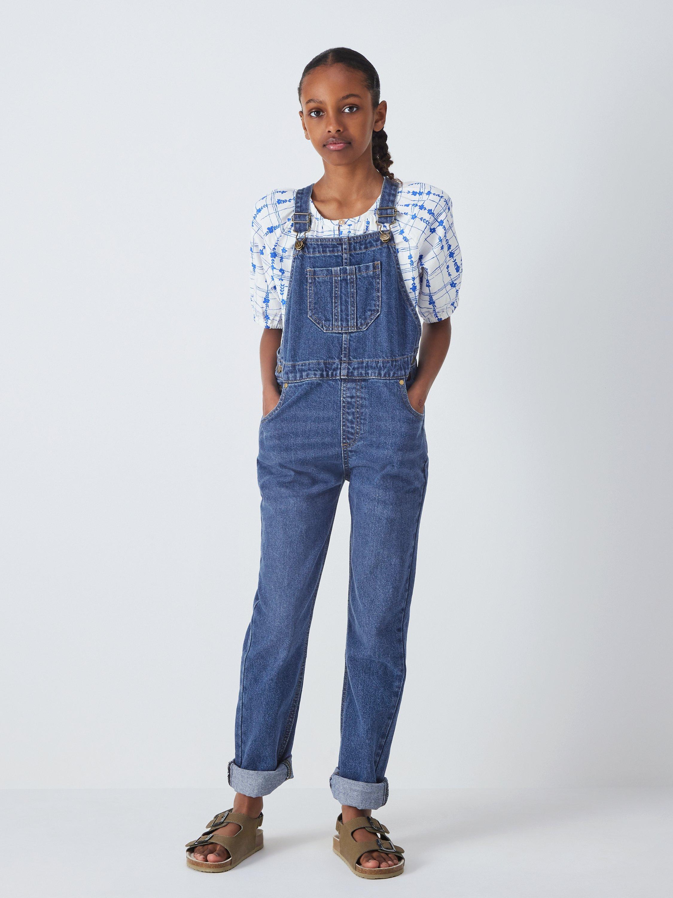 Product image 7 of 7, which shows John Lewis Kids' Denim Dungarees, Mid Denim, 11 years