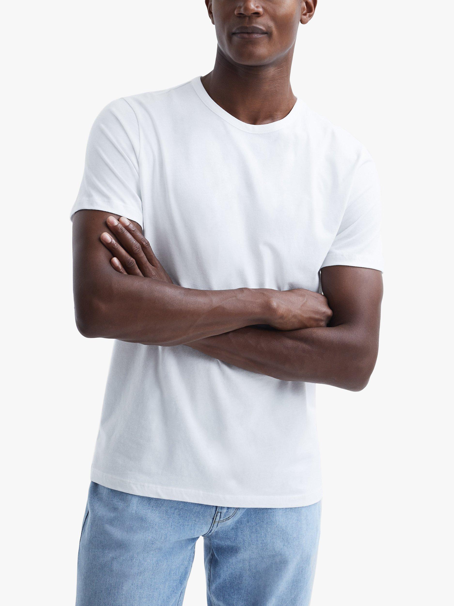 Product image 1 of 5, which shows Reiss Melrose Crew Neck Cotton T-Shirt, Optic White, XS