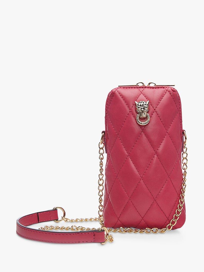 Moda in Pelle Johanna Leather Cross Body Phone Bag, Pink